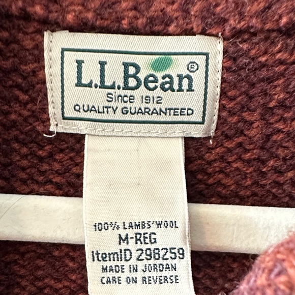 L.L. Bean Burgundy Fair Isle Crewneck Sweater with Beige & Gold Accents - Picture 2 of 6